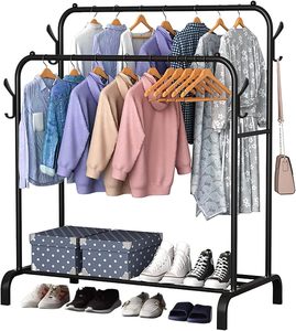 منصة عرض شماعات معدنية قائمة بذاتها لغرفة النوم بحاجز مزدوج مع خطافات جانبية 4 - Product Image 2