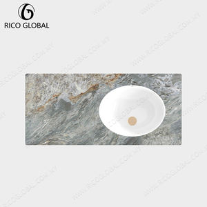 Lavabo Rectangular de Piedra de Diseño Moderno y Duradero, Lavabo de Baño de Porcelana de una Pieza para Hotel y Hogar, Material Cerámico - Product Image 4