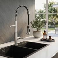 Robinet mélangeur de cuisine moderne en acier inoxydable 304, à poignée unique, monotrou, pour usage hôtelier, 3 voies, filtre, cartouche céramique 35 mm, garantie 5 ans