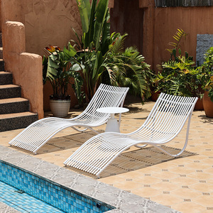 Tumbona de exterior para terraza, piscina, <span class=keywords><strong>hotel</strong></span>, jardín, <span class=keywords><strong>siesta</strong></span>, playa, villa, ocio al aire libre, cama de metal para patio - Product Image 3