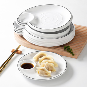 Melamine Tableware Plates Set Oval Shape With <b>Sauce</b> Dish For Dumplings And Snacks Party Use - Product Image 2
