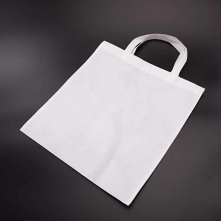 15*15,75 pulgadas blanco publicidad sublimación espacios en blanco bolsas de asas no tejidas para regalos personalizados