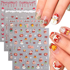 Pegatinas de Uñas con Diseño de Muñeco de Nieve y Árbol de Navidad en Gel Suave 5D con Impresión en Relieve, Pegatinas de Uñas DIY, Calcomanías de Uñas, Venta al por Mayor, OEM, Personalizadas - Product Image 1