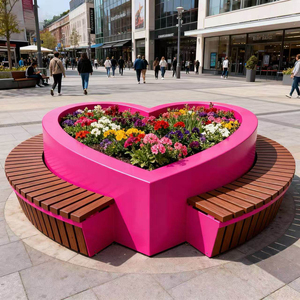Silla Escultura Corazón Romántico Rojo Brillante, Silla de Espera Pública, Muebles de Arte Personalizados para Tiendas Pop-up, Centros Comerciales, Plazas y Jardines - Product Image 5