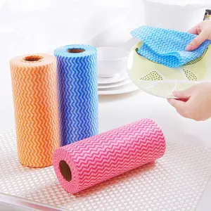 50 Stuks Luie Lap Wasbare Afwasbare Papierrol Handdoekje Met Papieren Rek Wegwerp Afwasbare Papieren Doekjes Voor Thuis