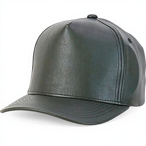 <b>Vintage</b> Style PU Leather Baseball <b>Cap</b> Structured Classic 5 Panel Leather Strapback Hat Custom Retro <b>Cap</b> - Product Image 1