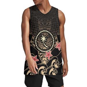 Polynésien Tribal fleur Chuuk imprimé t-shirt pour hommes Sport séchage rapide gilet hommes sans manches course formation basket-ball hauts - Product Image 1