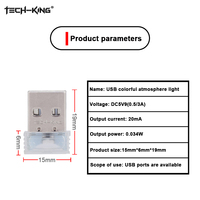 TECH-KING-Lámpara de ambiente interior para coche, kit de iluminación ambiental, decoración Led nocturna, Mini lámpara de ambiente de luz LED USB Universal