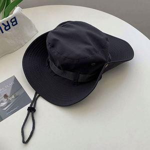 Western Cowboy Style Unisex Sun <b>Bucket</b> <b>Hat</b> <b>with</b> <b>String</b> for Sun Protection Fishing Mountaineering Cap - Product Image 2