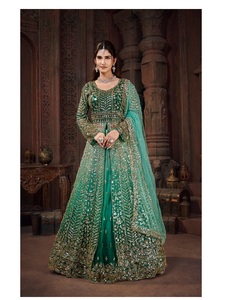 Robe Anarkali Indo-Occidentale de Luxe pour Femme, Élégante, avec Broderie Lourde, Sequins et Perles, en Tissu Filet, Coupe Évasée, Idéale pour les Fêtes - Product Image 1