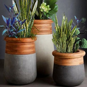 <span class=keywords><strong>Vasi</strong></span> da fiori rotondi alti in vetroresina FRP da giardino <span class=keywords><strong>con</strong></span> <span class=keywords><strong>legno</strong></span> e grigio - Product Image 6