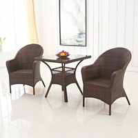 Ensemble de table basse carrée et chaise en rotin moderne et durable pour l'extérieur, résistant à l'eau et au soleil, mobilier de loisirs tressé pour villa, salle à manger, balcon