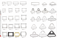 Andibro Set de 15 boucles métalliques, fermoirs pivotants, anneaux en D, anneaux triangulaires coulissants, accessoires de couture pour colliers de chien, sangles, sacs à main et pochettes