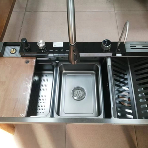 Nuevo Grifo Cascada Dorado de Una Pieza de Última Tendencia TikTok, Grifo Cascada Nano 304 SUS con 5 Teclas de Piano, Fregaderos de Cocina Dorados Estilo Granja - Product Image 1