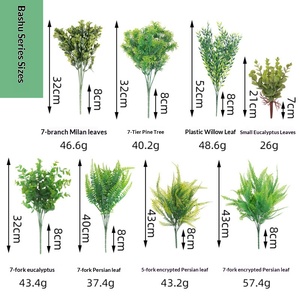 Piante Verdi Artificiali, Composizione Floreale Persiana a 7 Rami per Matrimoni, Foglie di Eucalipto e Felce per Interni/Esterni - Product Image 4