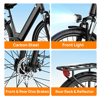 Vélo électrique 36V 13Ah avec batterie au lithium amovible, moteur sans balais 250W, vélo de banlieue, 7 vitesses, écran LCD, freins à disque