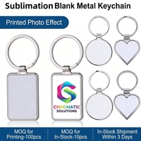 Porte-clés vierges en métal pour sublimation, en gros, formes rectangulaires, rondes et en cœur, pour transfert thermique, en stock