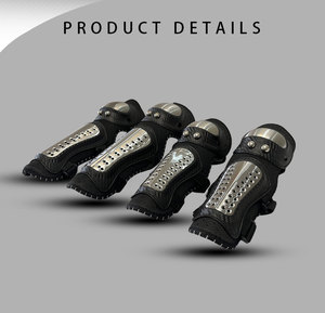 Ensemble de 4 genouillères de <span class=keywords><strong>moto</strong></span> en acier inoxydable, protection coude et genou, équipement de protection pour cyclisme, course sportive - Product Image 2
