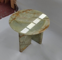 Meuble de salon moderne haut de gamme, Table d'appoint centrale en pierre d'onyx vert clair, Table basse ronde de luxe en marbre d'onyx