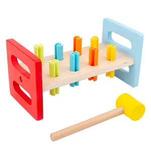 Indoor Kids Play Funny Non-toxic Water Based Paint Rainbow Color Knocking Educational Montessori Games Toys Wooden Hammer Toy