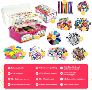 Caja de Manualidades con Más de 1500 Piezas, Kit de Manualidades de Plástico Rosa Hecho a Mano para Niñas y Niños, Juguetes Creativos, Regalos para el Regreso a Clases - Product Image 2
