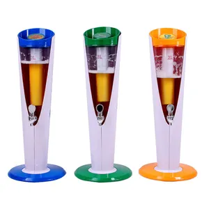 Tiger-dispensador de torre de cerveza, torre de cerveza de tiro de 3l con tubo de refrigeración de hielo, torre de cerveza de plástico LED