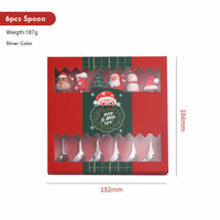 Ensemble de couverts de Noël en acier inoxydable 6 pièces, cuillères et fourchettes dorées et argentées, manche à motif de Noël, coffret cadeau, pour table de fêtes, vente en gros