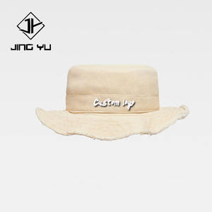 Sombrero de pescador personalizado con logotipo bordado y borde deshilachado, sombrero de pescador de algodón orgánico personalizado. - Product Image 3