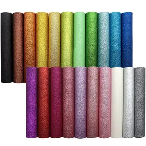 20x33cm toplu düz renk ince Glitter pvc sahte sentetik deri kumaş levha saç fiyonkları yapma 54204