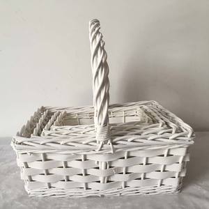 Cesti di <span class=keywords><strong>vimini</strong></span> ovali bianchi ecologici per <span class=keywords><strong>fiori</strong></span>, cesti di <span class=keywords><strong>vimini</strong></span> natalizi foderati per <span class=keywords><strong>fiori</strong></span> con manico, all'ingrosso - Product Image 6