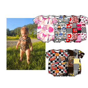 Tutina Unisex per Neonati in Bambù con Stampa, Nuovo Design di Alta Qualità, Tutina a Maniche Corte con Bottoni, <span class=keywords><strong>Body</strong></span> Comodo - Product Image 1