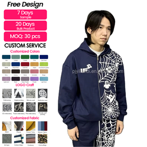 Mode en gros coton soie maille pile boucle sueur grand filet d'araignée et mignon fantômes sweat à capuche hommes impression numérique sweats à capuche - Product Image 1