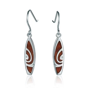 Pendientes de Gancho de Plata de Ley 925 con Incrustaciones de <span class=keywords><strong>Madera</strong></span> de Koa, Diseño de Vida Marina, Estilo Tropical Hawaiano - Product Image 5