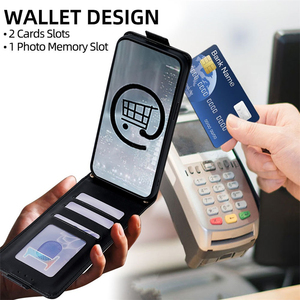 Étui de téléphone en cuir à <span class=keywords><strong>clapet</strong></span> supérieur et inférieur de qualité supérieure pour <span class=keywords><strong>Samsung</strong></span> S26, S25u, S23fe, avec porte-cartes, couleur unie - Product Image 4