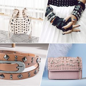 Juego de remaches de espiga piramidales de 1 mm, remaches rápidos, púas cuadradas, remaches punk para decoración de cuero, ropa, cinturones, bolsos, zapatos, color oro claro. - Product Image 6