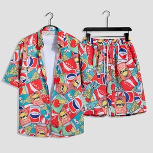 ชุดเซ็ตฤดูร้อนเทศกาลสงกรานต์ เสื้อเชิ้ตแขนสั้นลายดอกไม้ผ้าใยไผ่ 100% กางเกงขาสั้นทรงหลวมสำหรับคู่รัก - Product Image 3
