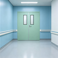 Porte double TECHTOP de haute qualité pour salle blanche, hôpital et laboratoire, en HPL vert menthe avec fenêtre de vision intégrée