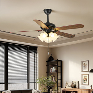 <b>Vintage</b> Style Ceiling Fan With Wood Blades And Led Light For Living Room And Dining Room - Product Image 3