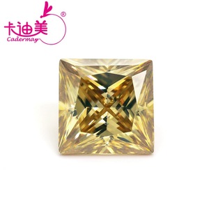 Cadermay Princess Cut Moissanite Loose Stone Yellow Square Synthetic Gemstone For Jewelry Making - Product Image 1