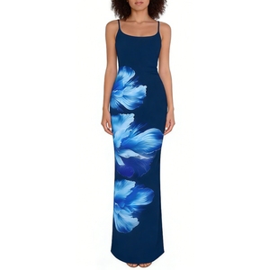 Vestido Largo sin Mangas con Tirantes Finos para Mujer, Estampado Floral Rojo, Ajustado, Formal, para Fiestas y Eventos - Product Image 6