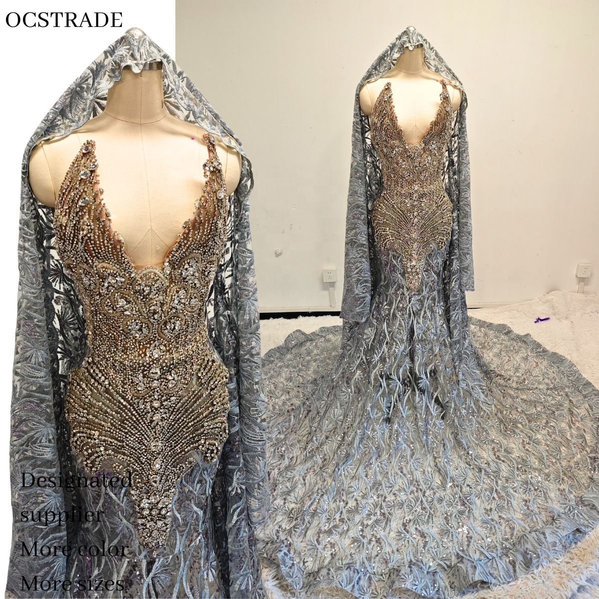 open lace back dress Women's Jacquard Embroidered Hot Diamond Party Dress – Abayaya main image 0