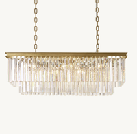 Lustre rectangulaire créatif de style designer de luxe en cristal, luminaire suspendu en laiton pour villa, salon, hall d'hôtel