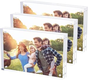 Cadre <span class=keywords><strong>photo</strong></span> magnétique en acrylique N52 double face transparent résistant aux UV 5x7 avec logo personnalisé, support d'affichage d'images de bureau, taille personnalisée - Product Image 1