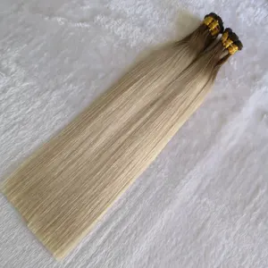 High Quality Cuticle Aligned 120g/8wefts whitest blonde #60 18inch Hand Tied Weft hair extensions Build your new brand
