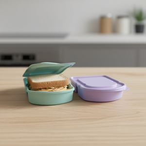 Plastic Sandwich Container With Lid - Durable Stackable Food <b>Storage</b> <b>Box</b> For Picnic And <b>Fridge</b> Use, 13.5x14x4cm, Rectangle Shape - Product Image 2