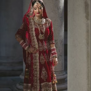 ATIYA LIBAS Pretty Indian/Pakistani/Panjabi estilo nupcial Lehenga Choli vestido para boda pesado Zardozi bordado acetato - Product Image 4