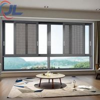 Ventanas de Diseño Moderno con Doble Acristalamiento, Ventana Corredera con Marco de Aluminio para Edificios
