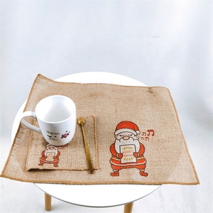 Tapete de mesa de yute de Navidad de diseño Popular, manteles individuales trenzados de Navidad, tapete de aislamiento térmico de impresión personalizada para decoración navideña - Product Image 5