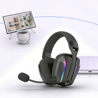 Headset Gaming Nirkabel PSH-408 Over Ear dengan LED RGB, Mikrofon yang Dapat Dibengkokkan, Penerima USB, dan Headband yang Nyaman untuk Gamer PC