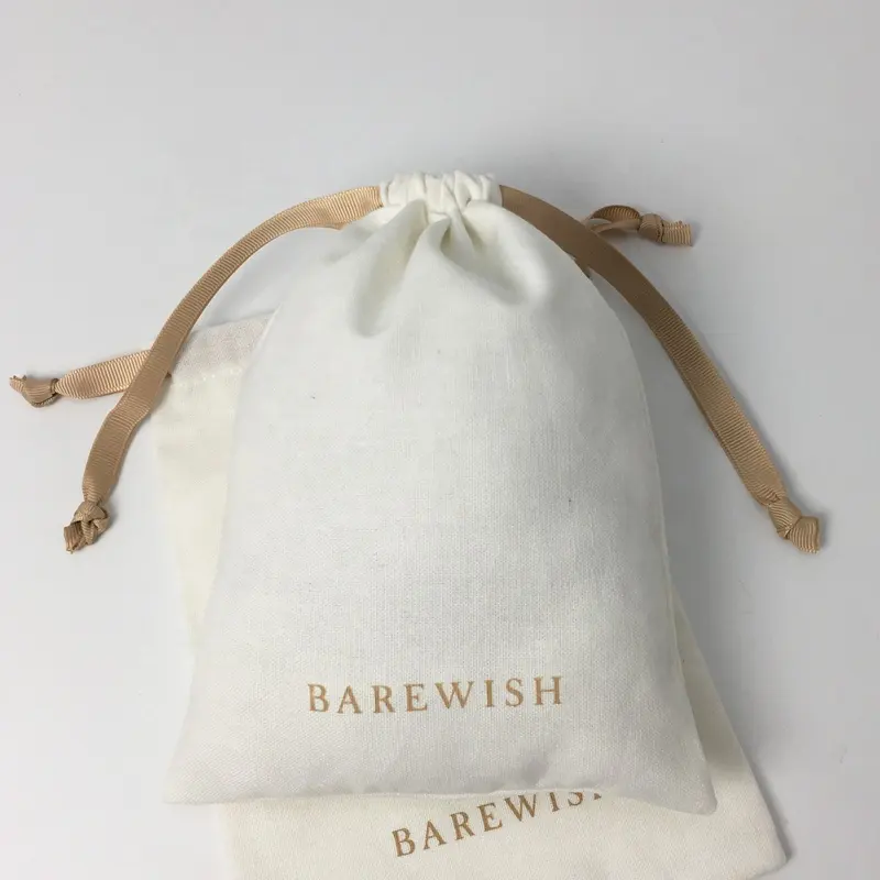 Bolsa de linho branca reutilizável, sacola em linho de algodão para roupas macias, bolsa para poeira, cordão de tecido, impressão personalizada de tela de algodão, sacos artesanais